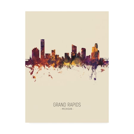 Michael Tompsett 'Grand Rapids Michigan Skyline Portrait III' Canvas Art,35x47